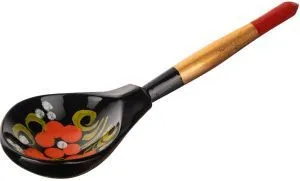 "Хохлома" LHL6501 Ложка деревянная полубаская, роспись "Чернушка".