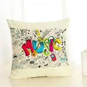 Чехол на декоративную подушку. Music. Хлопок. Размер 45 х 45 см.